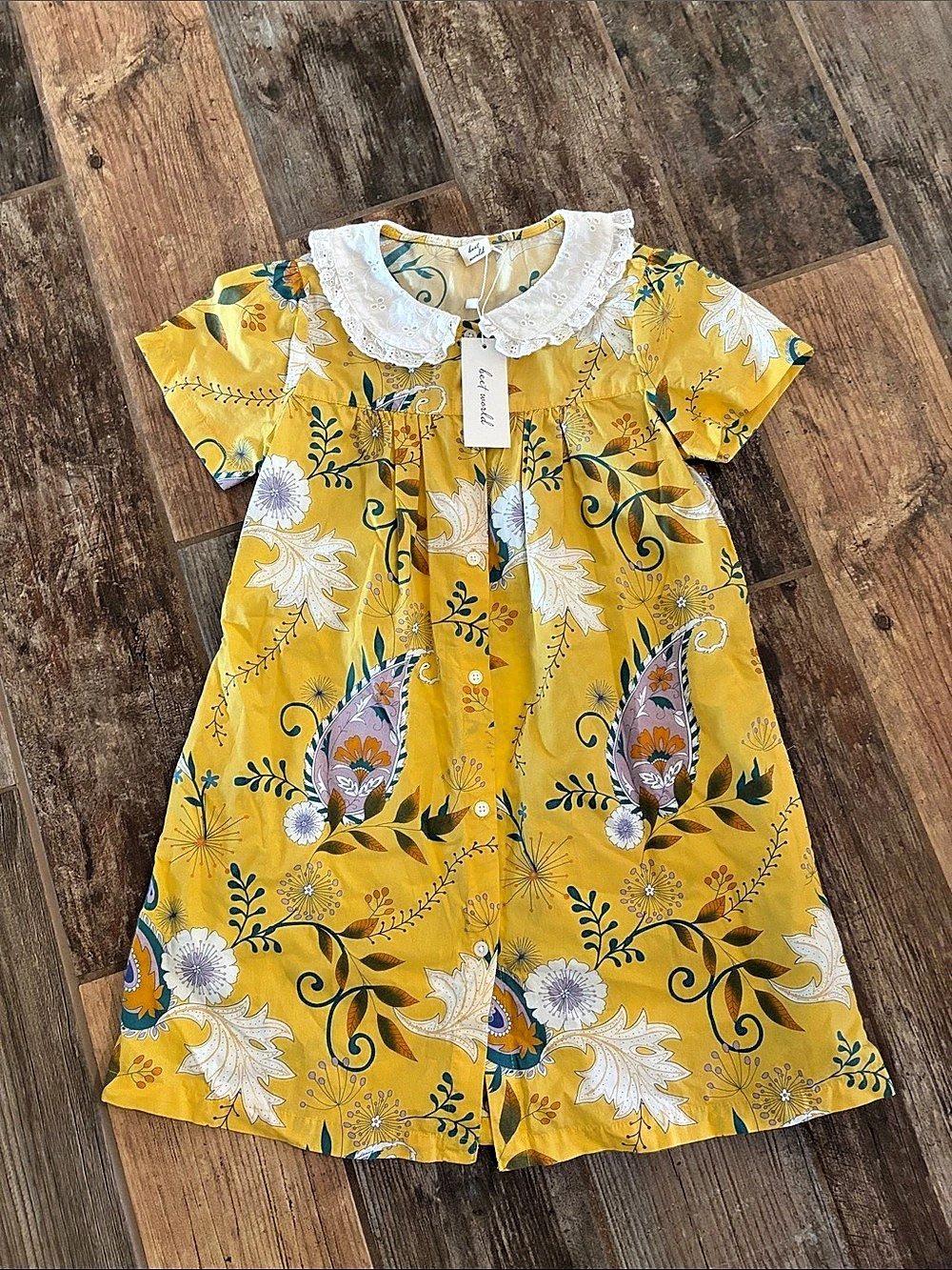 NWT Best Dressed (Size 7/8yr) Yellow Floral Dress - 100% Cotton